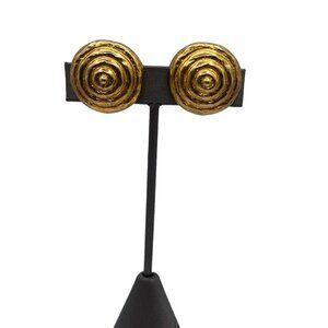 Jaded Classics Collection‎ Gold Tone Dome Chunky Swirl Spiral Clip On Earrings